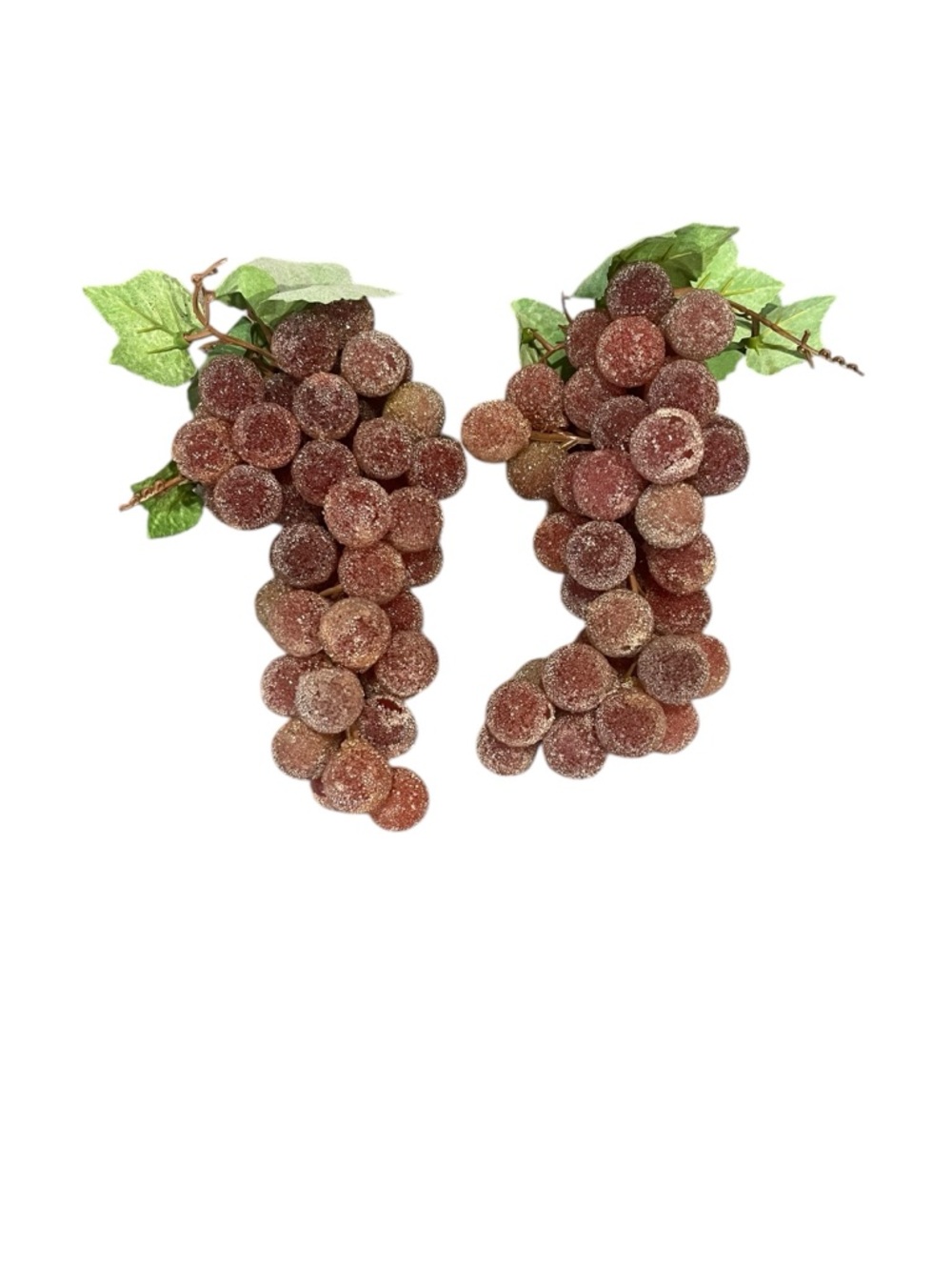 Vintage Red Grapes Sugar Beaded Clusters - 7.5” - Lot of 2 Faux Grapes Decor